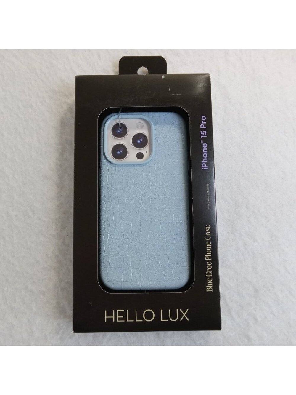 HELLO LUX Light Blue Crocodile Texture Case for iPhone 15 Pro Faux Leather